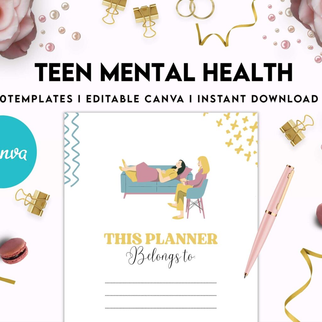 Teen Mental Health, teen therapy journal , teen coping skills, teen Shadow Work, Canva Editable Templates 8,5×11 inch, KDP interior