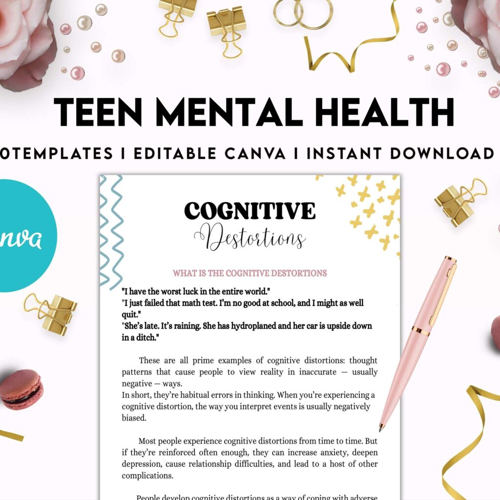 Teen Mental Health, teen therapy journal , teen coping skills, teen Shadow Work, Canva Editable Templates 8,5×11 inch, KDP interior