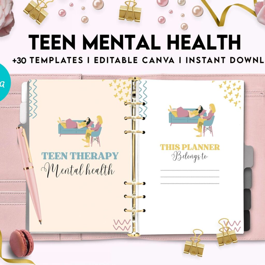 Teen Mental Health, teen therapy journal , teen coping skills, teen Shadow Work, Canva Editable Templates 8,5×11 inch, KDP interior
