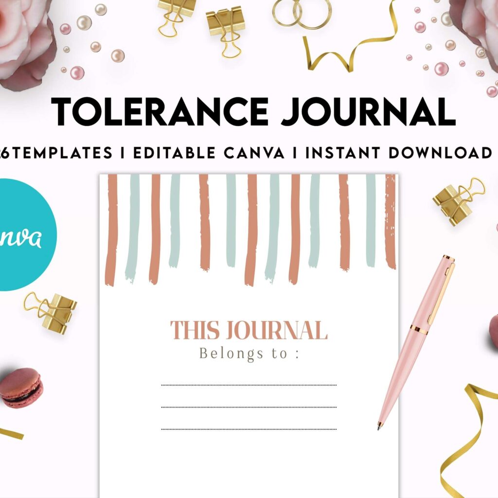 Tolerance Journal, window of tolerance, therapy journal , self discovery, self esteem, Canva Editable Templates 8,5×11 inch, KDP interior