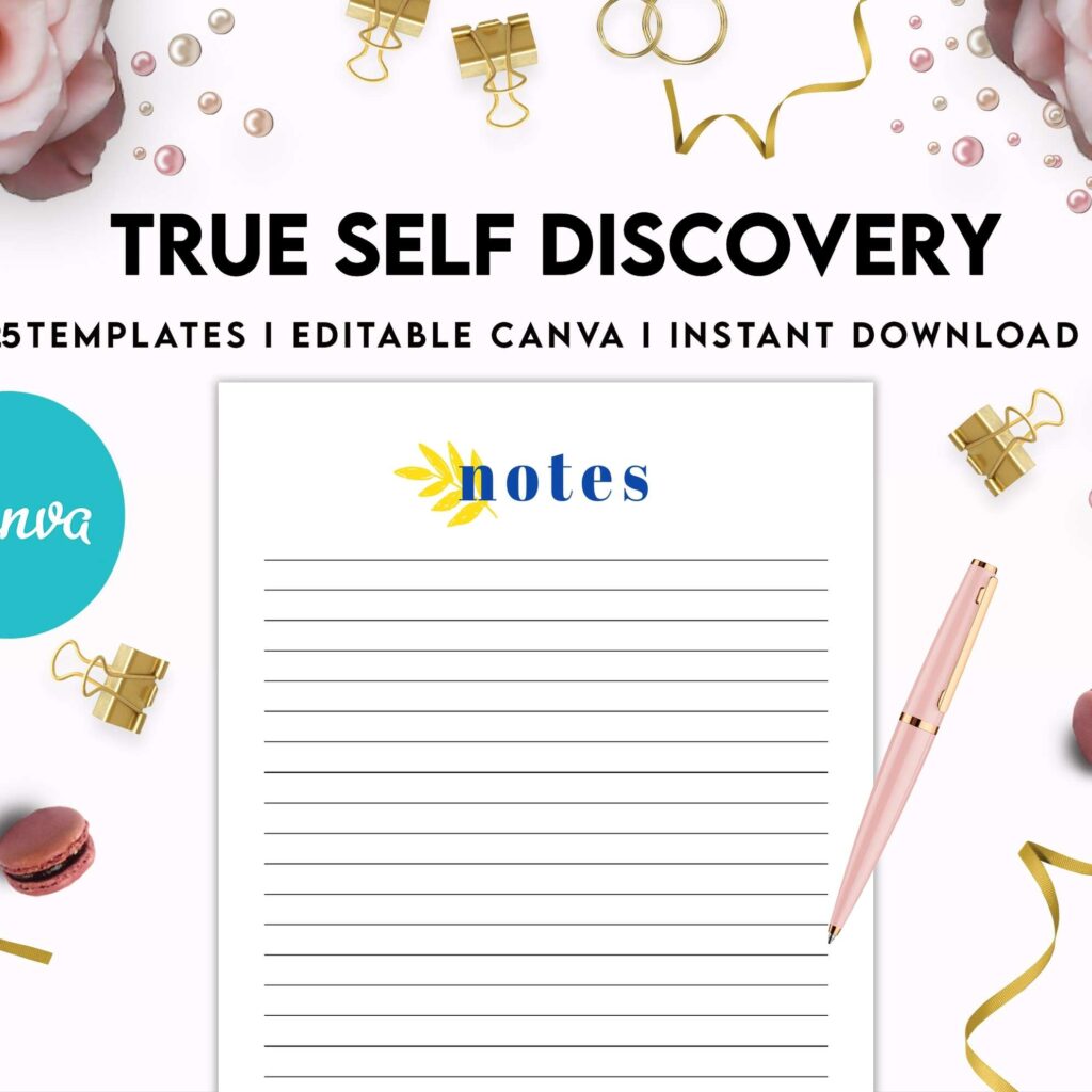 True Self Discovery, self esteem, self love journal , self care journal, manifestation Canva Editable Templates 8,5×11 inch, KDP interior