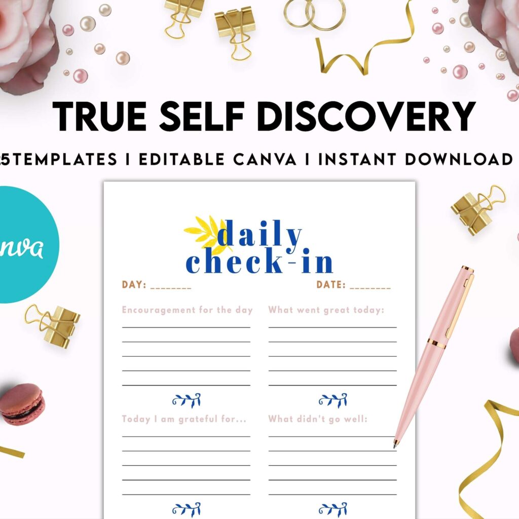 True Self Discovery, self esteem, self love journal , self care journal, manifestation Canva Editable Templates 8,5×11 inch, KDP interior