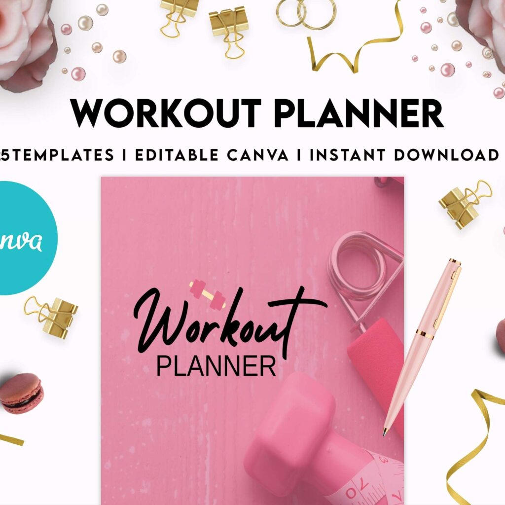 Workout Planner, exercise tracker , Fitness Journal, workout journal, Canva Editable Templates 8,5×11 inch, KDP interior