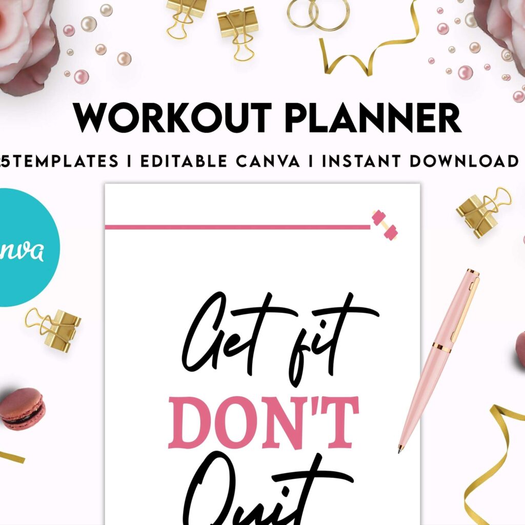Workout Planner, exercise tracker , Fitness Journal, workout journal, Canva Editable Templates 8,5×11 inch, KDP interior