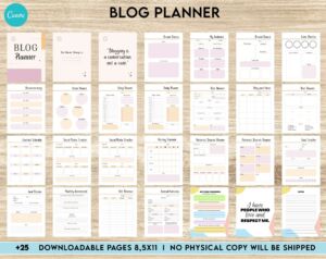 Blog Planner, Planner for blogger, social media Planner, content planner, Canva Editable Templates 8,5×11 inch, KDP interior