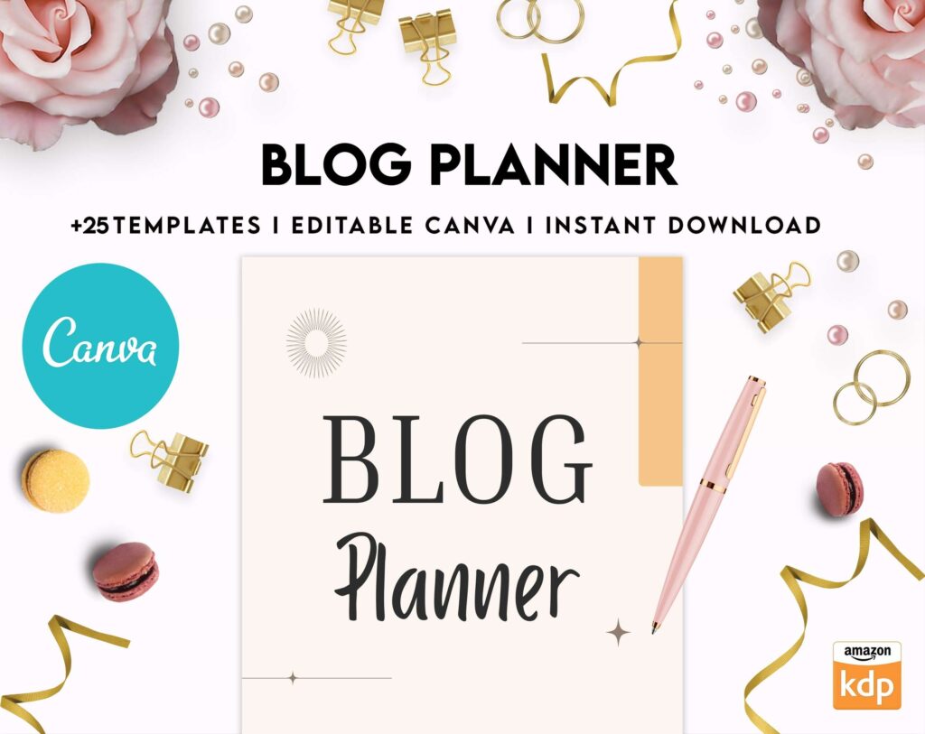 Blog Planner, Planner for blogger, social media Planner, content planner, Canva Editable Templates 8,5×11 inch, KDP interior