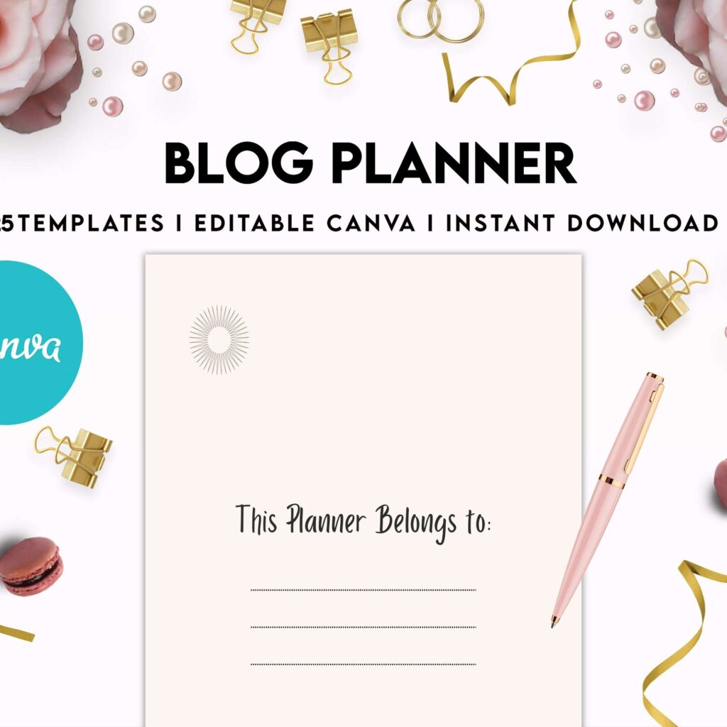Blog Planner, Planner for blogger, social media Planner, content planner, Canva Editable Templates 8,5×11 inch, KDP interior