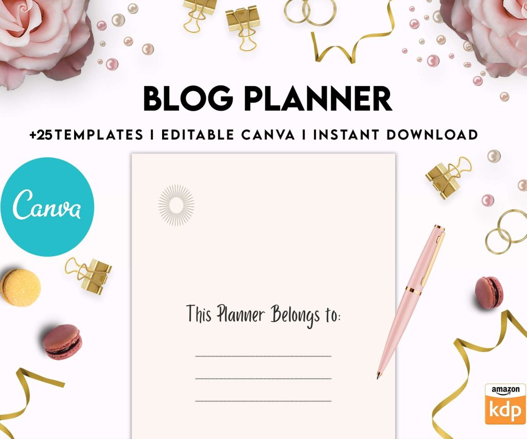 Blog Planner, Planner for blogger, social media Planner, content planner, Canva Editable Templates 8,5×11 inch, KDP interior