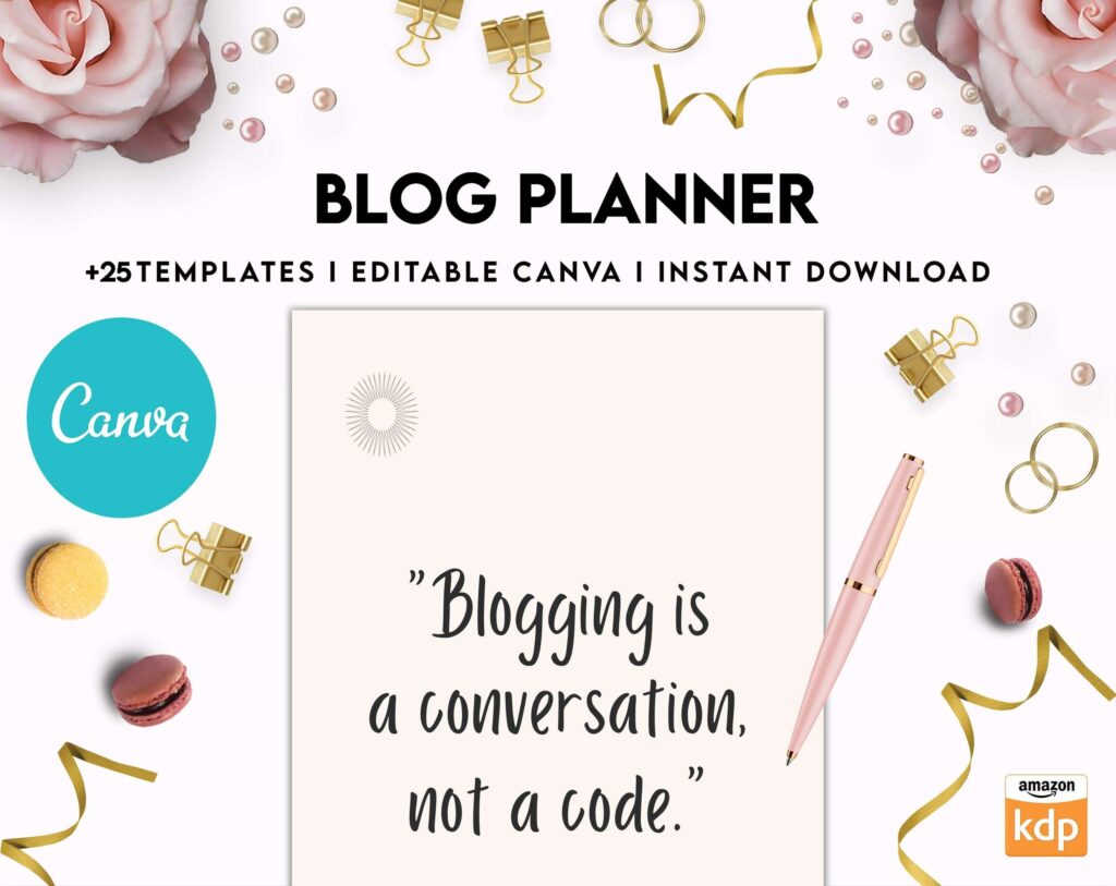 Blog Planner, Planner for blogger, social media Planner, content planner, Canva Editable Templates 8,5×11 inch, KDP interior