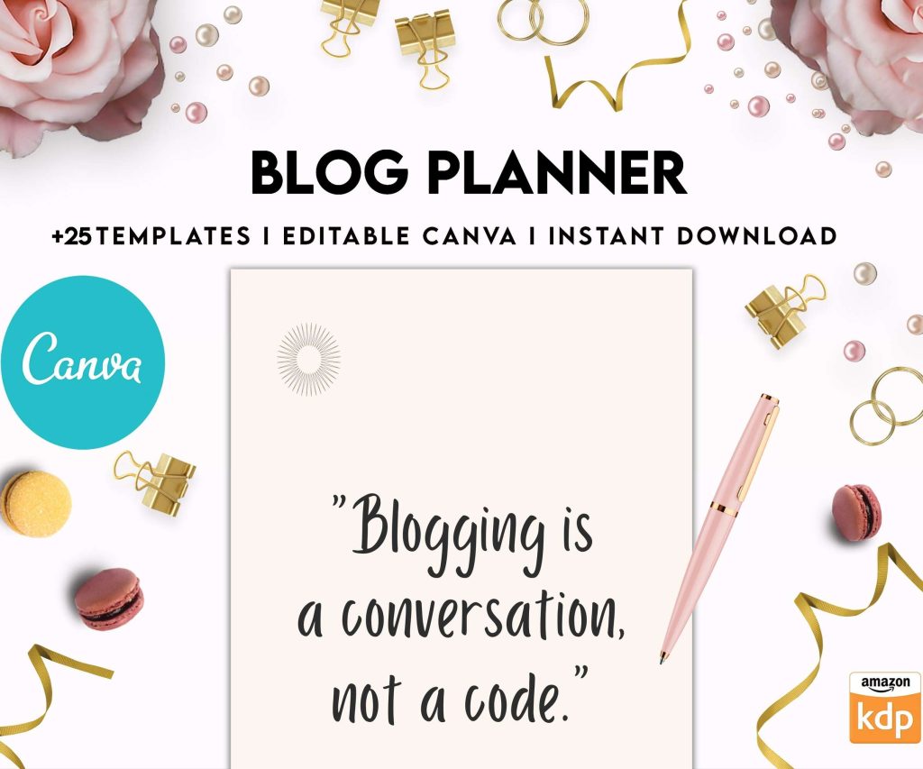 Blog Planner, Planner for blogger, social media Planner, content planner, Canva Editable Templates 8,5×11 inch, KDP interior