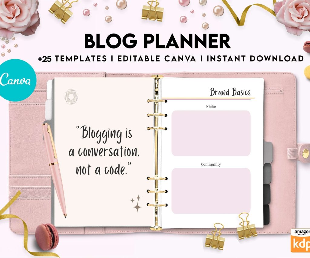 Blog Planner, Planner for blogger, social media Planner, content planner, Canva Editable Templates 8,5×11 inch, KDP interior