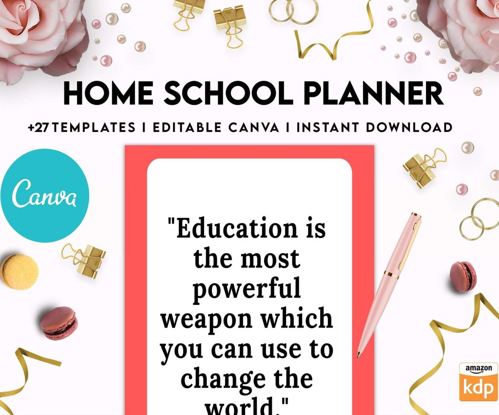 Home School Planner, homeschool daily planning, homeschooling lesson schedule Canva Editable Templates 8,5×11 inch, KDP interior