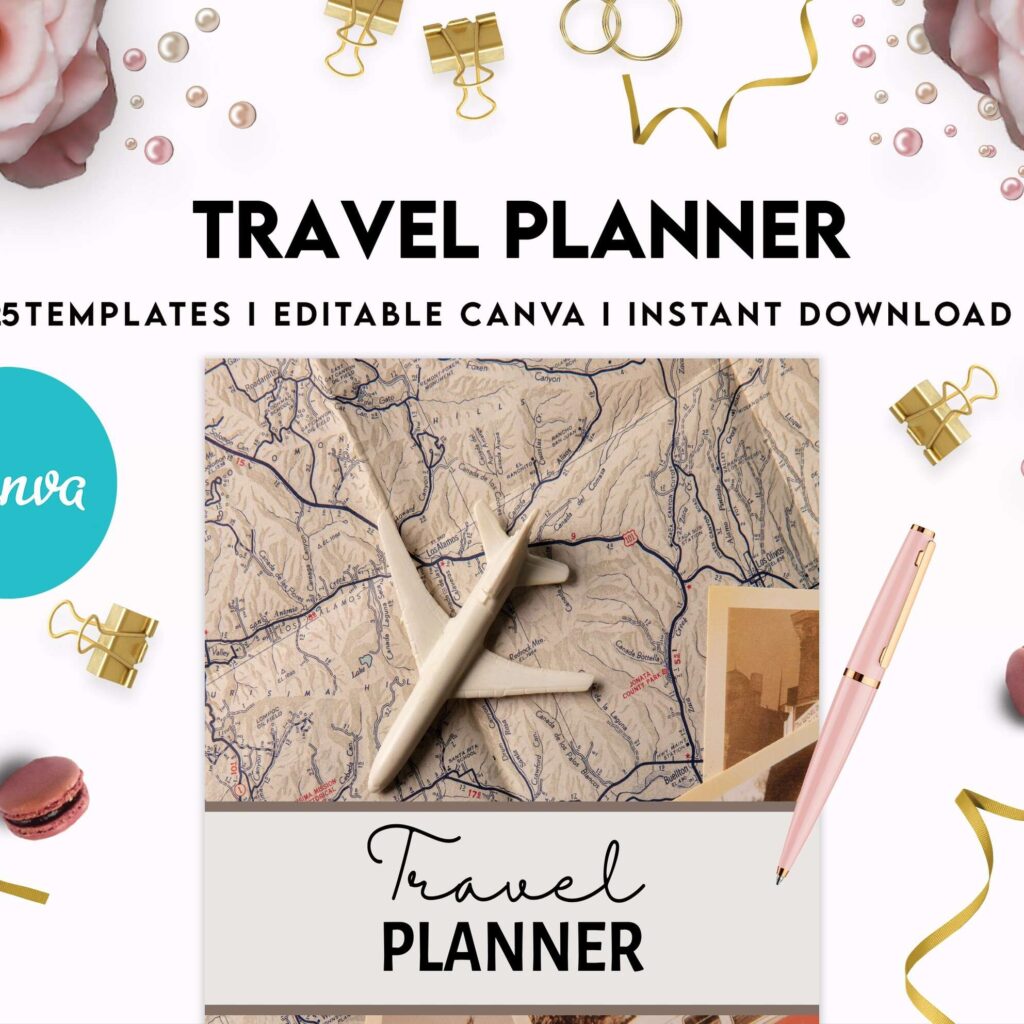 Travel Planner, travel checklist , trip organizer, vacation planner, travel itinerary Canva Editable Templates 8,5×11 inch, KDP interior