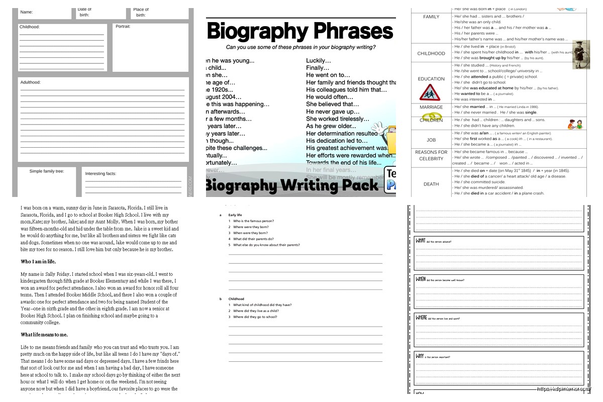 Writing a Biography Template: Life Story Format