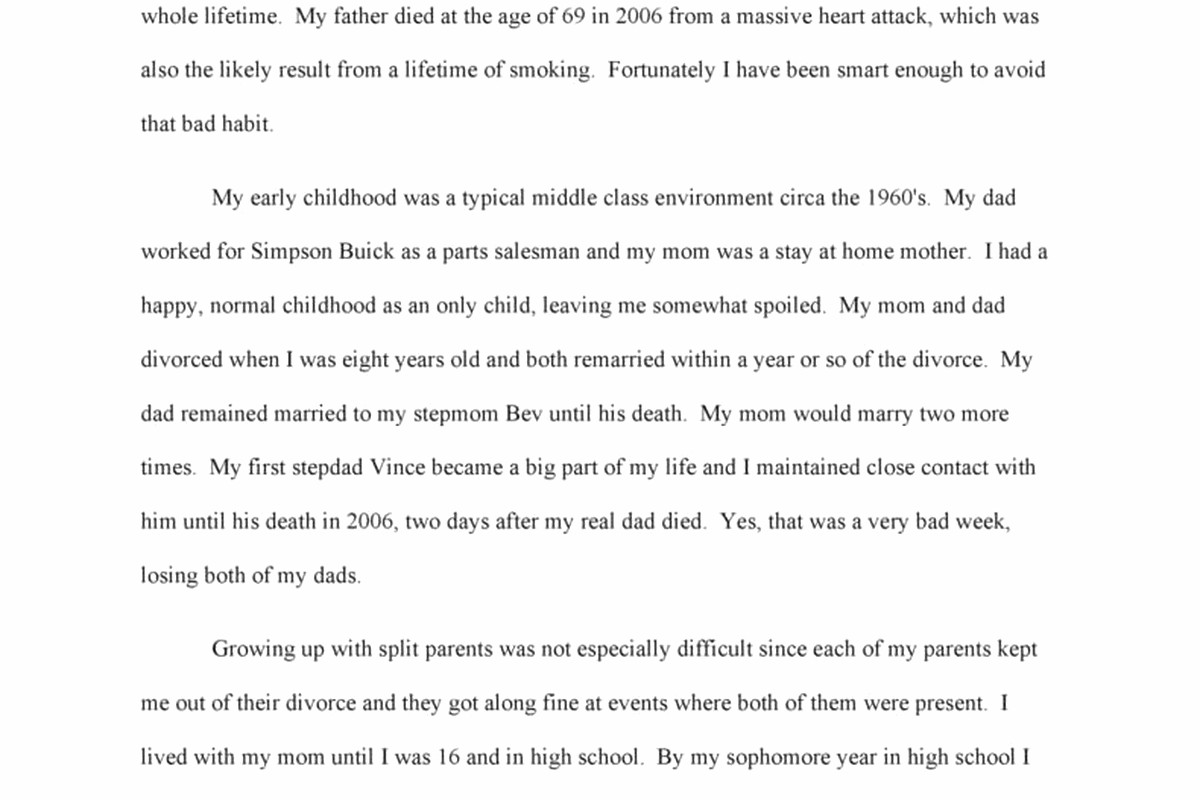 Biography Format Example: Sample Life Story