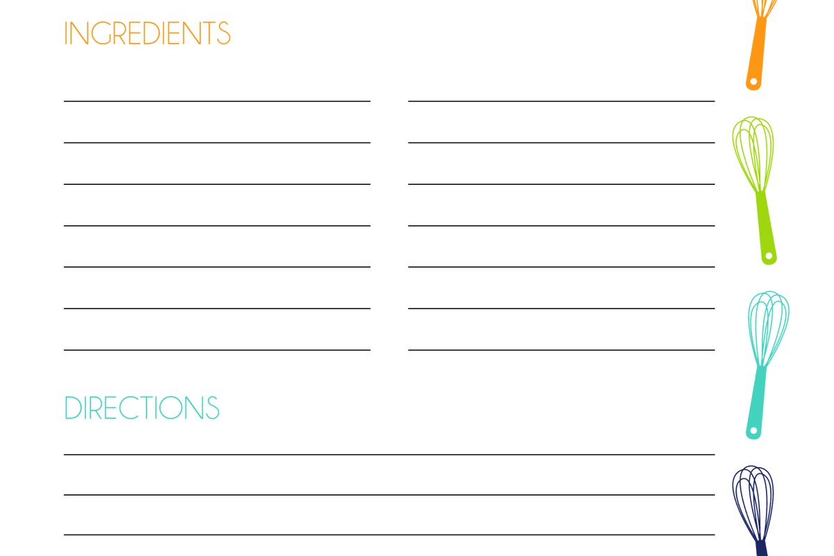 Blank Recipe Pages: Cookbook Fill-In Templates