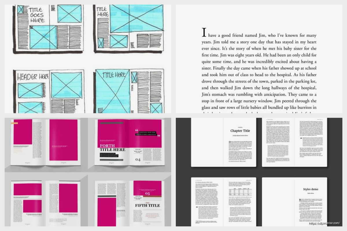 Book Page Layout Template: Interior Design Grid