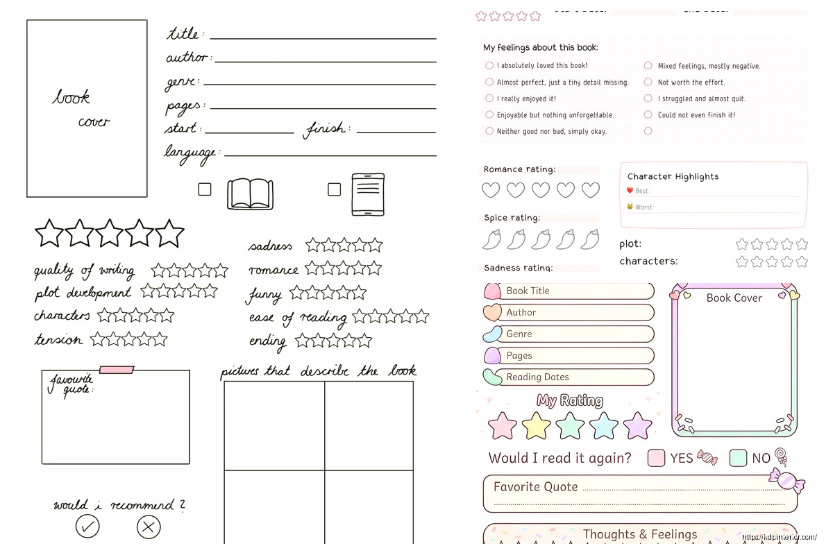 Book Review Journal Template: Reader Diary Format