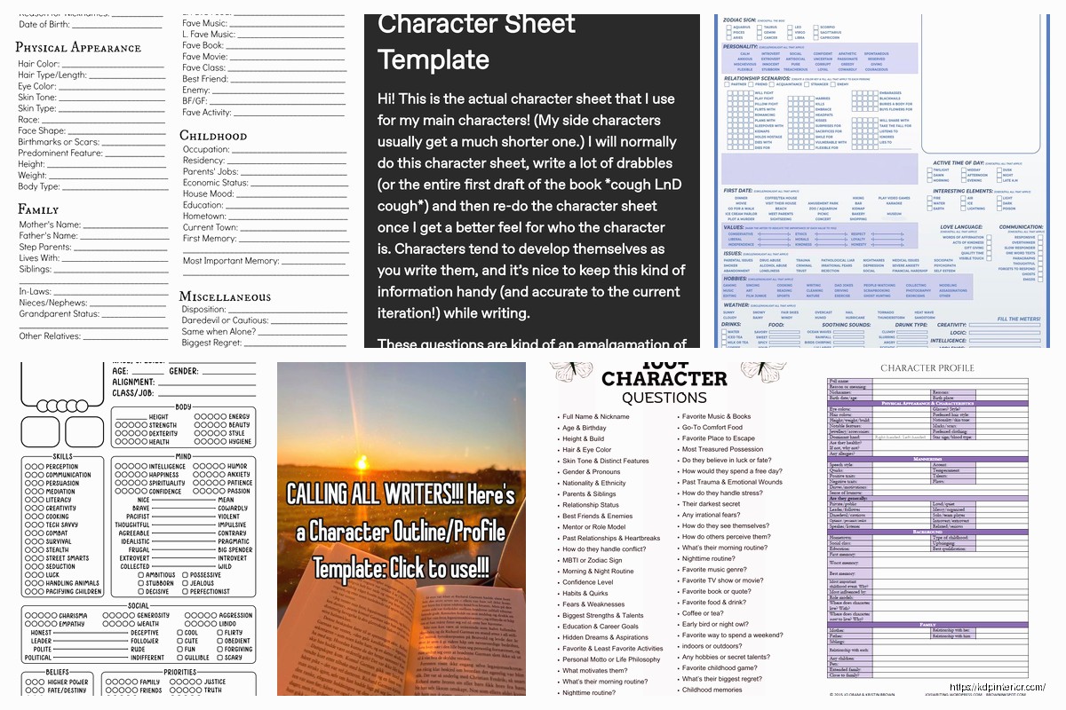 Character Templates for Writers: Development Tools