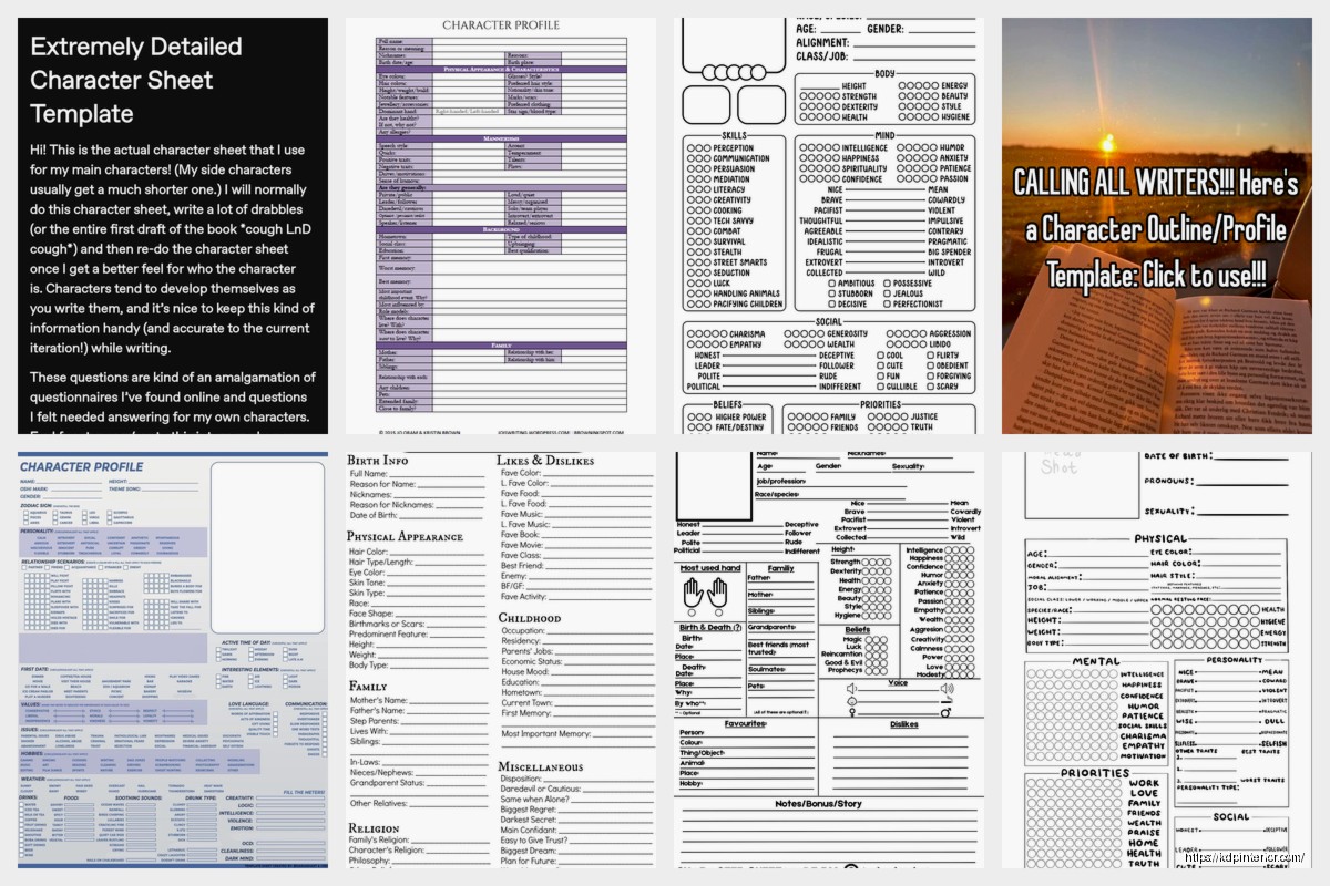 Character Templates for Writers: Development Tools