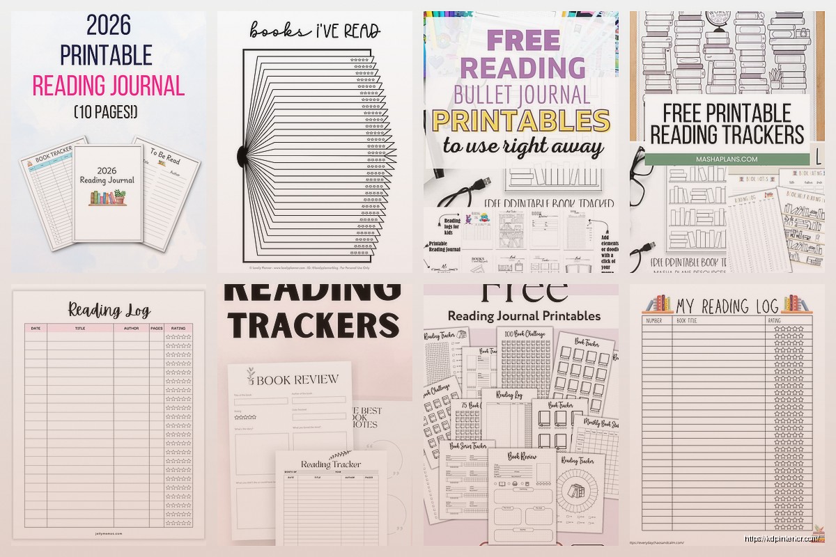 Free Printable Reading Journal: Book Tracker Templates
