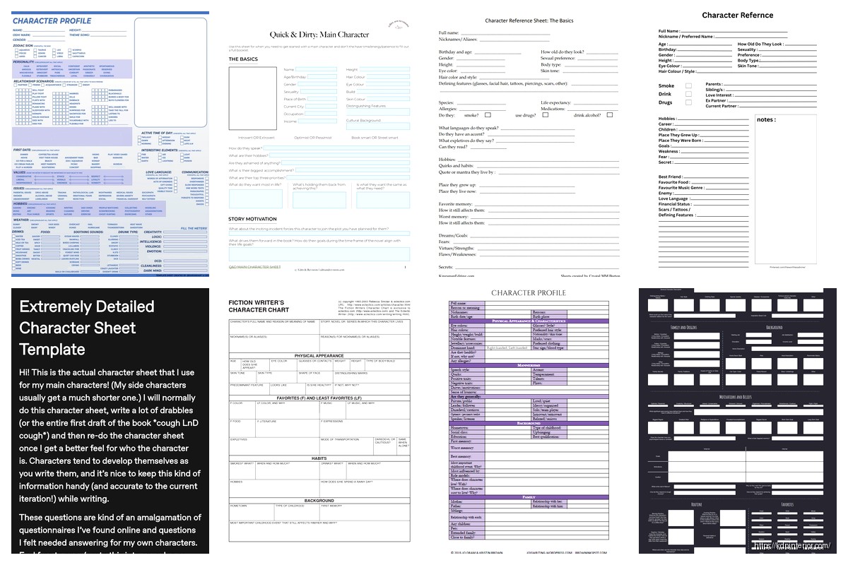 Novel Character Sheet Template: Fiction Development