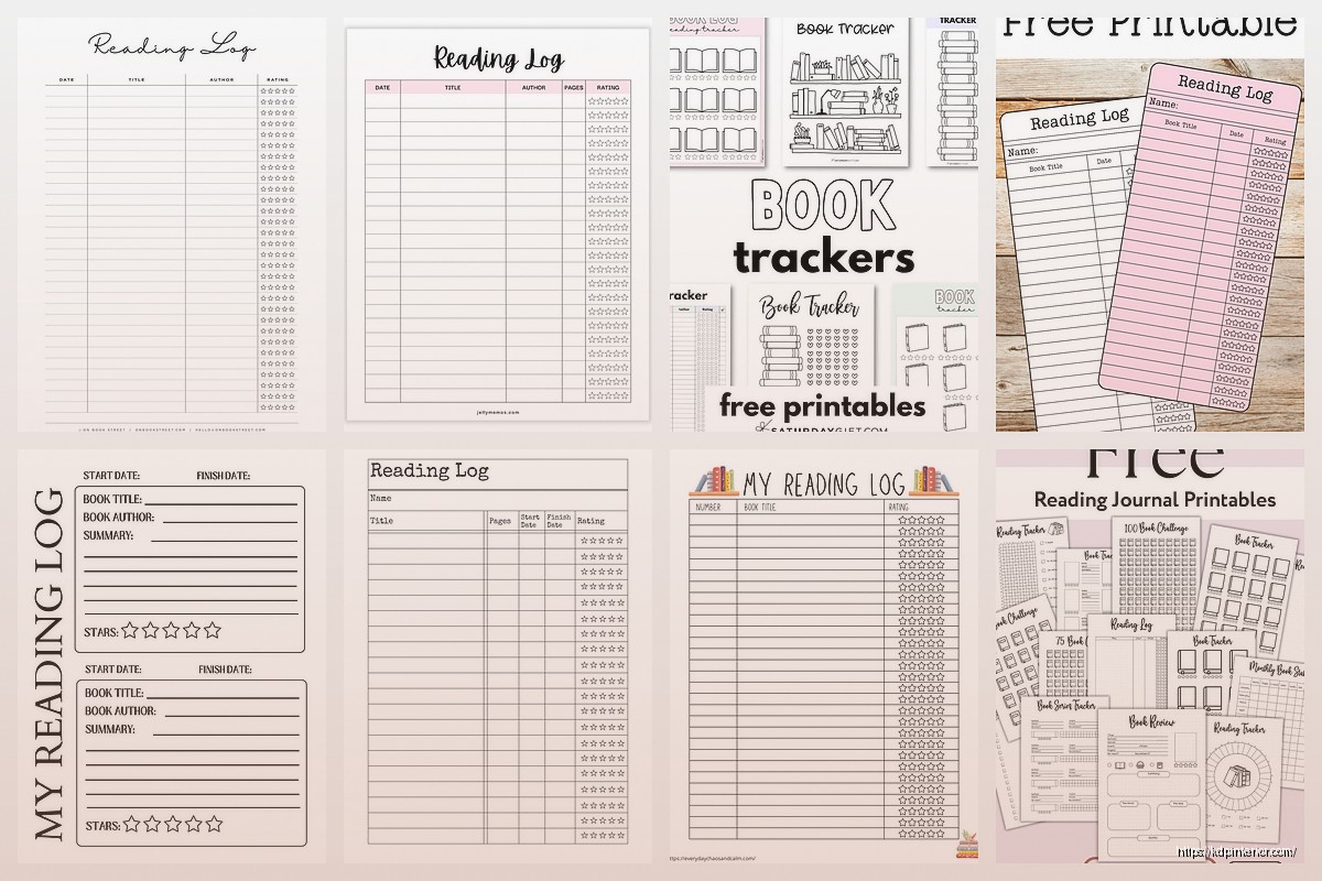 Reading Log Printable: Book Tracker Templates