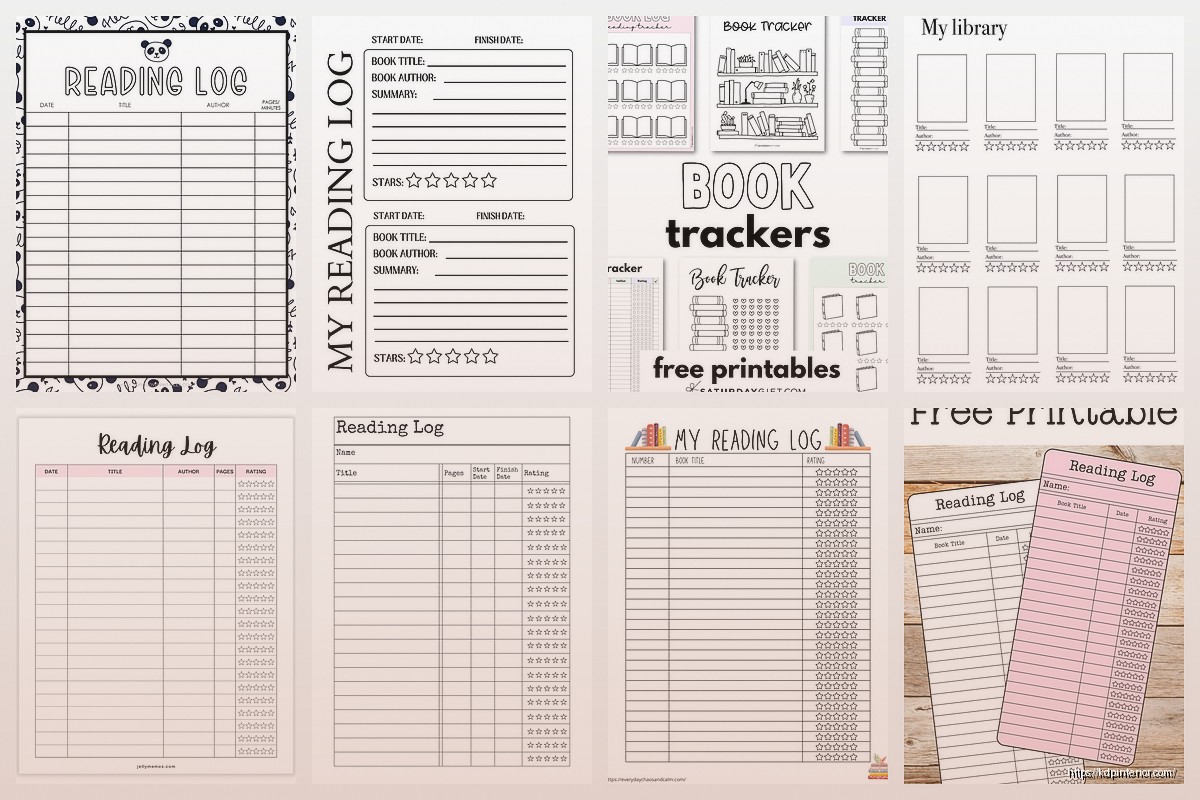 Printable Book Log: Reading Tracker Sheets