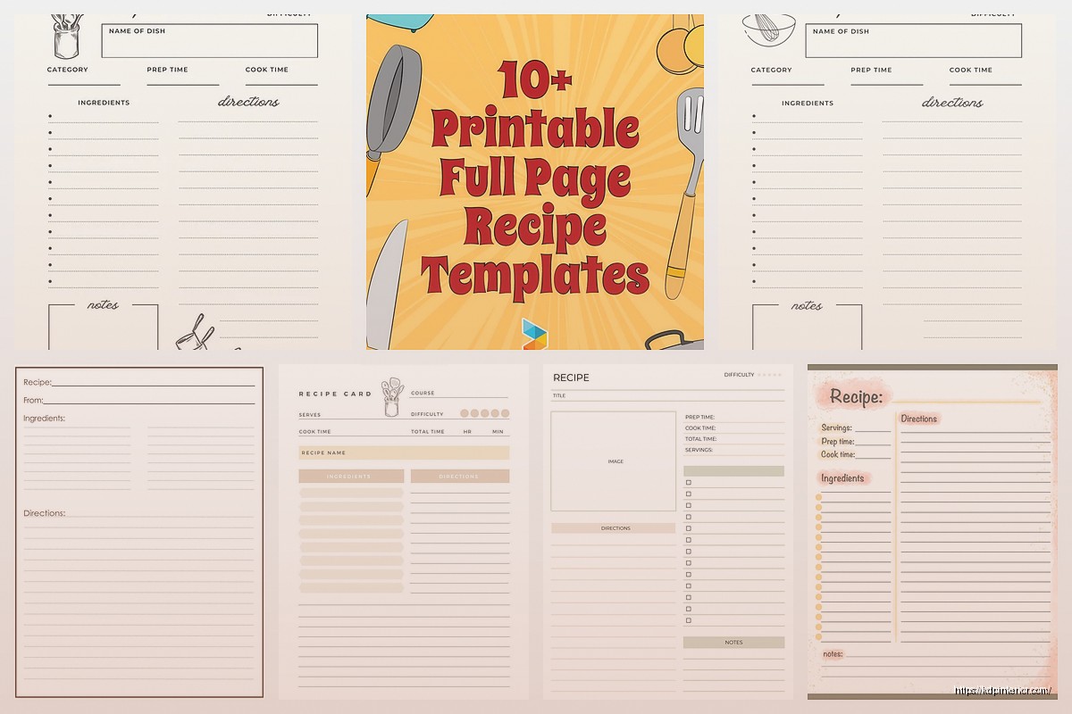 Recipe Book Page Template: Individual Recipe Layout