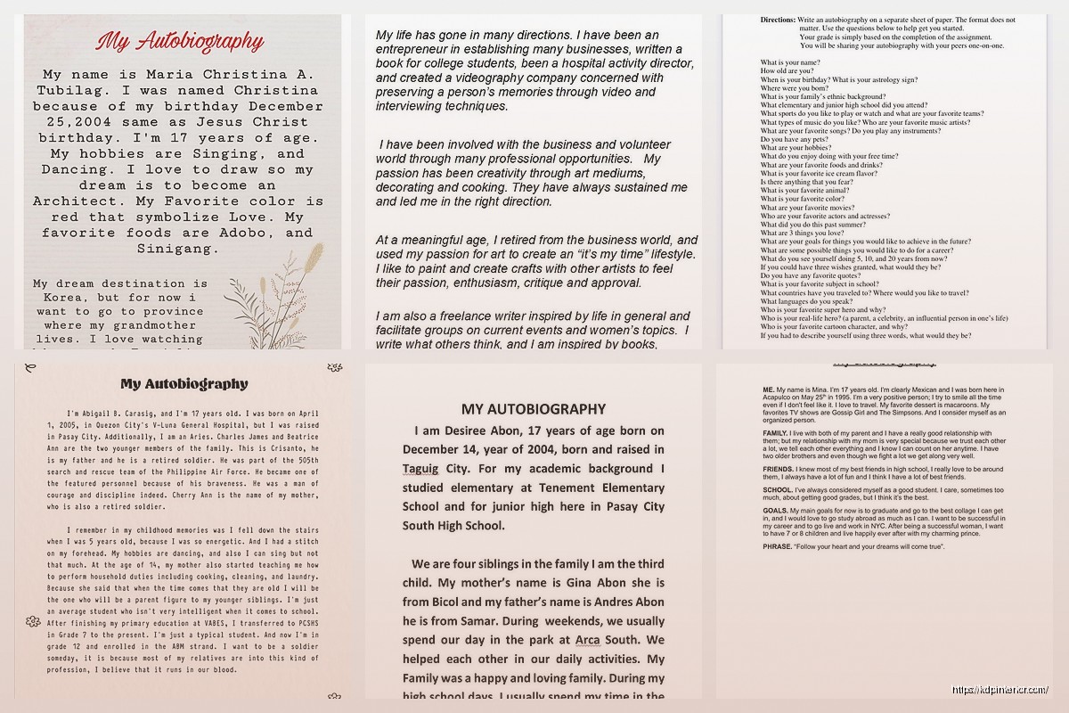 Short Autobiography Example: Brief Life Story Sample